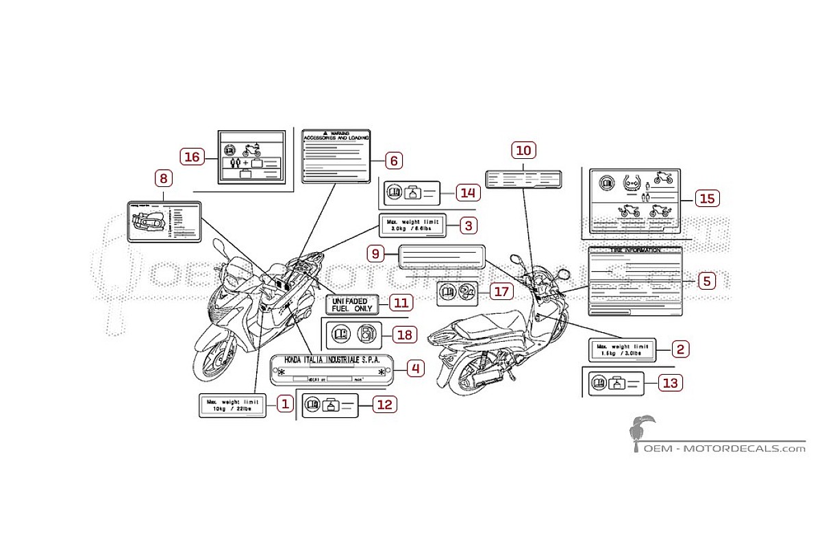 Pegatinas para Etiquetas de precaución • Honda Pegatinas OEM