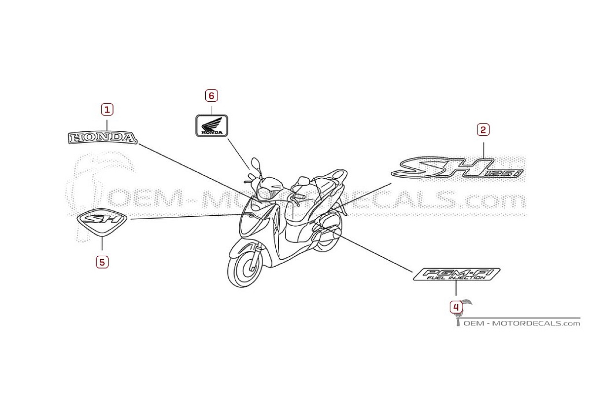 Pegatinas para Honda SH125i S 2010 • Honda Pegatinas OEM