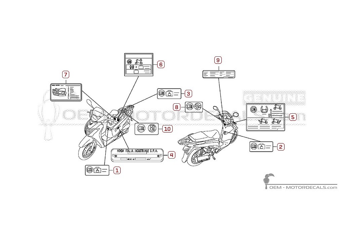 Adesivi per Etichette di avvertenza • Honda Adesivi OEM