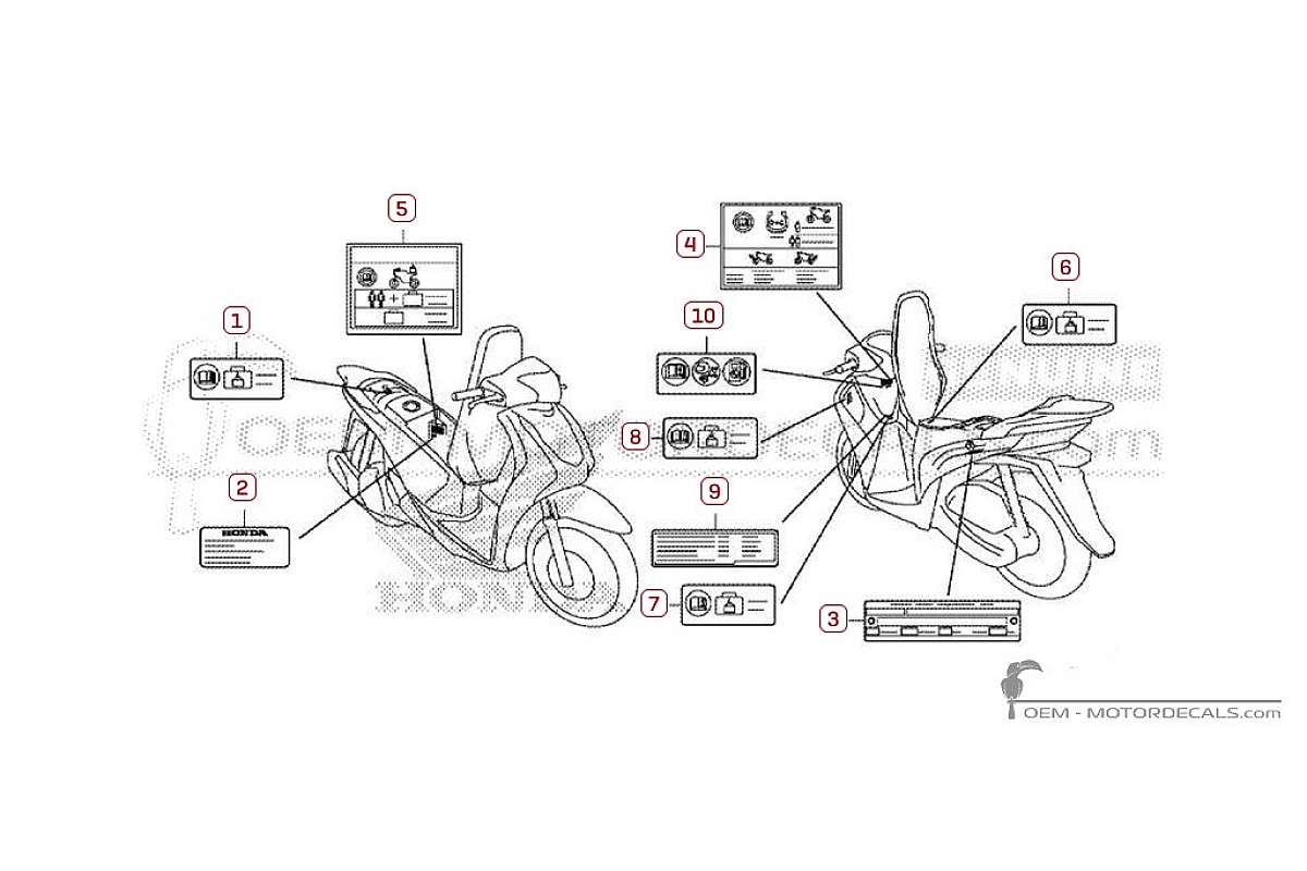 Aufkleber für Warnhinweise • Honda OEM-Aufkleber