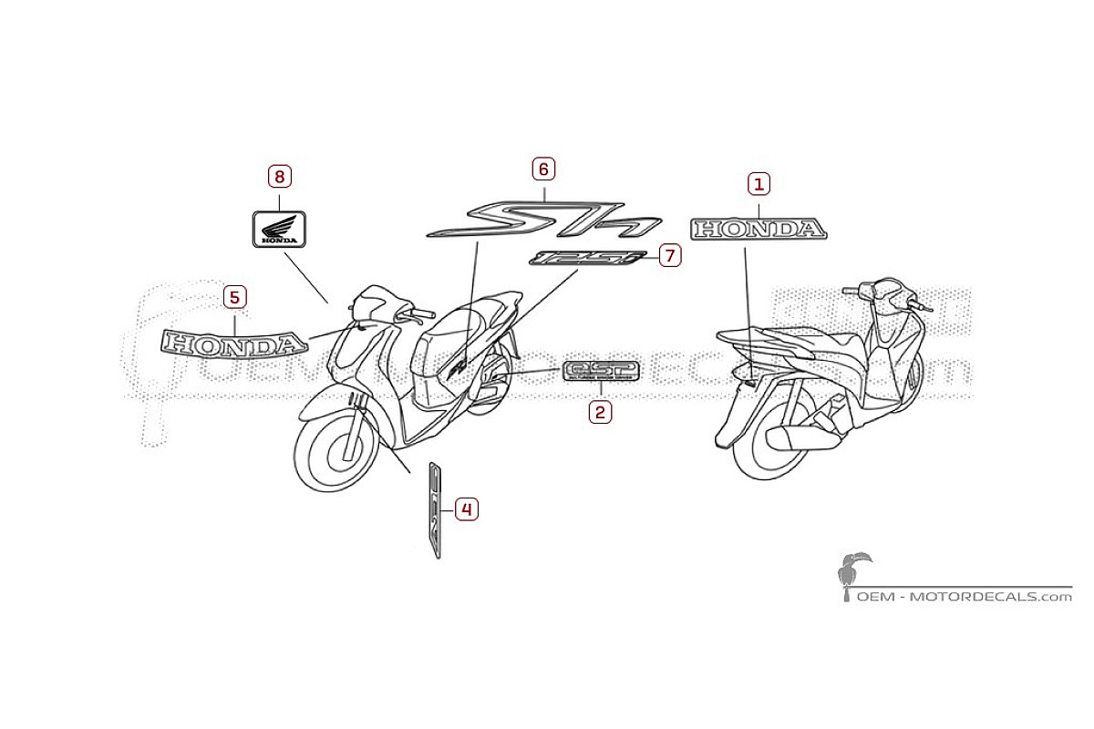Decals for Honda SH125i 2017 • Honda OEM Decals