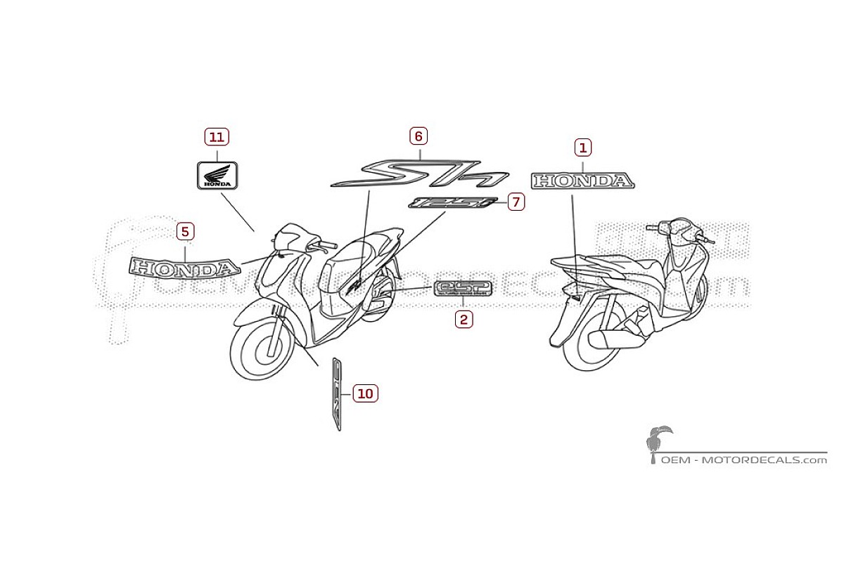 Adesivi per Honda SH125i 2019 • Honda Adesivi OEM
