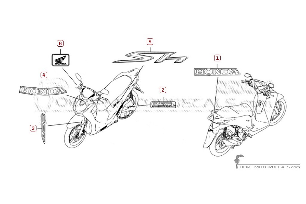 Autocollants pour Honda SH125i 2020 • Honda Autocollants OEM
