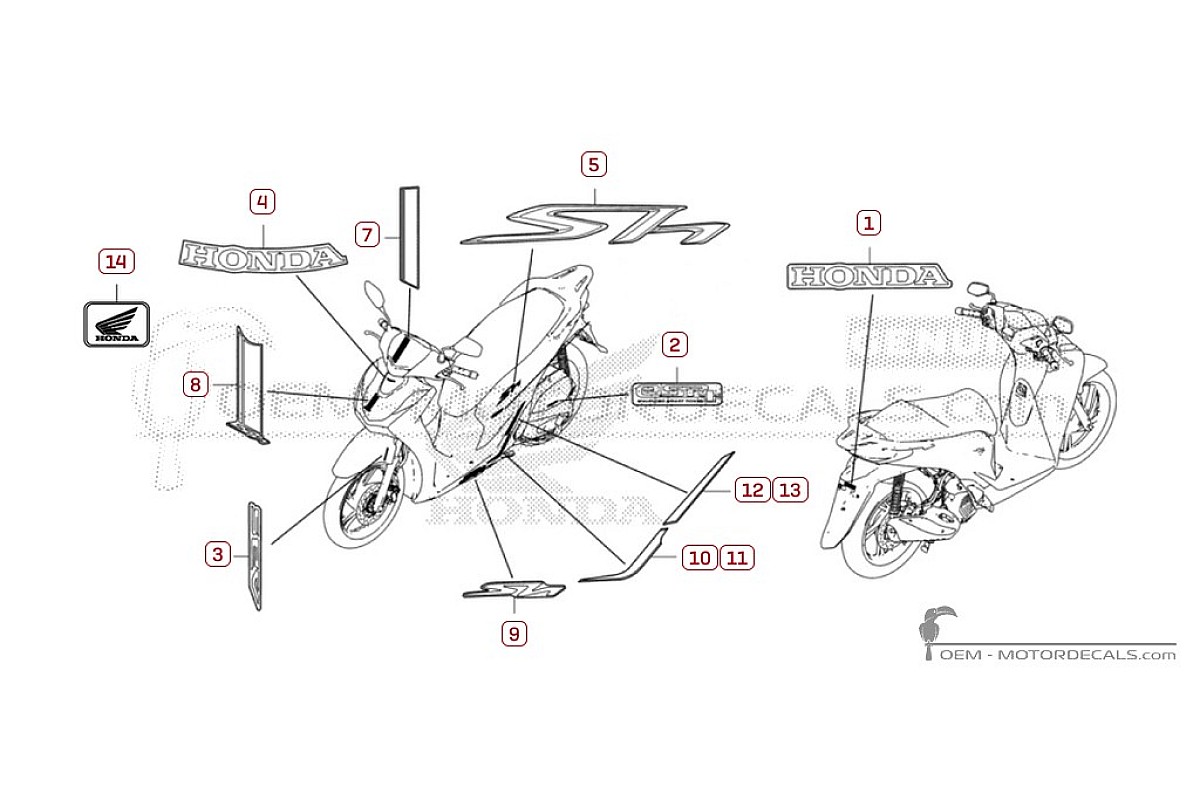 Decals for Honda SH125i 2022 • Honda OEM Decals