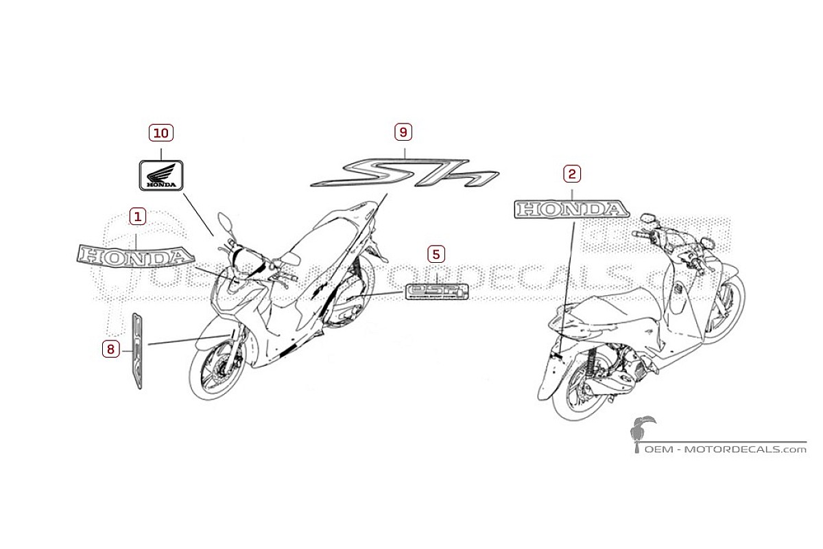 Decals for Honda SH125i 2023 • Honda OEM Decals