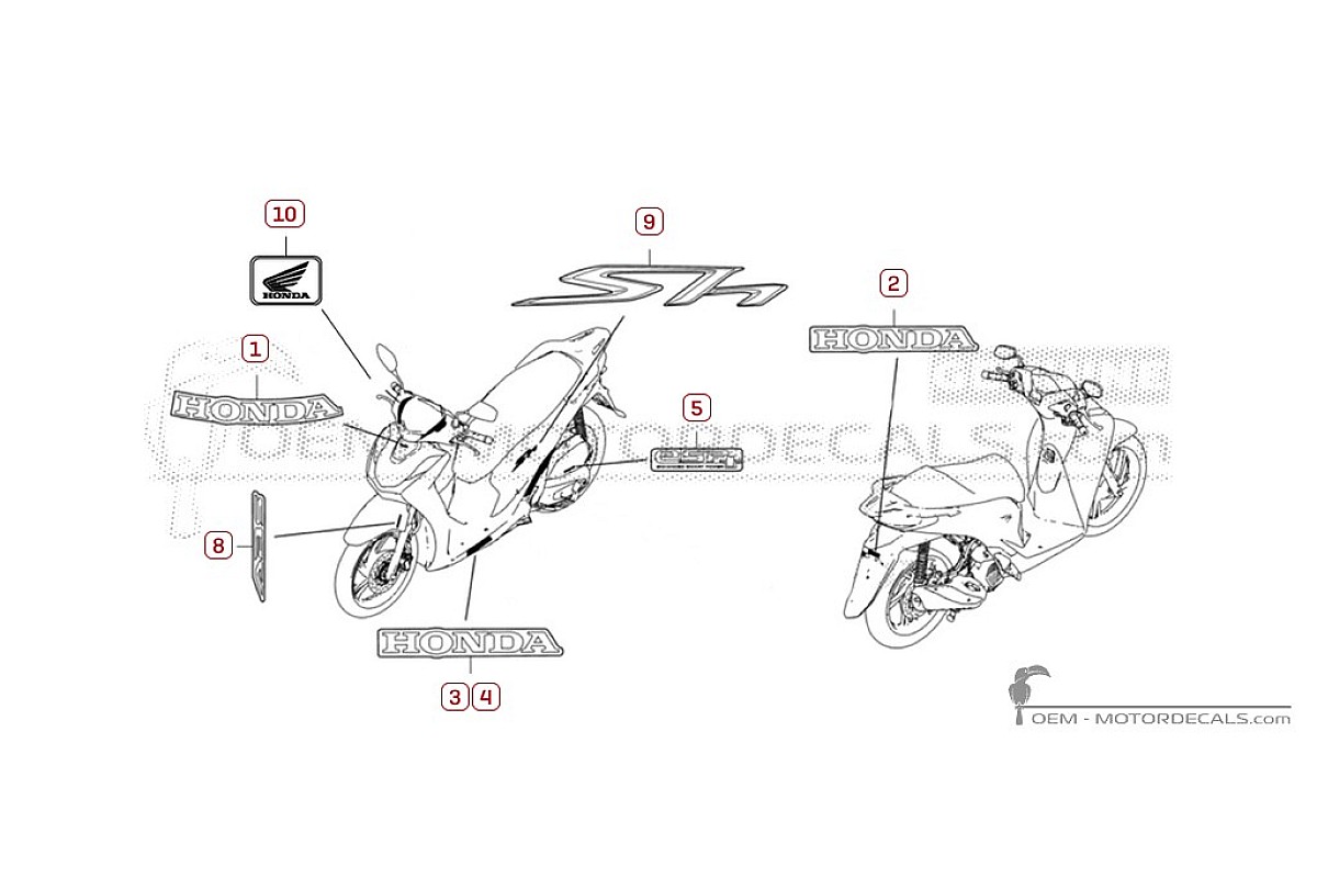 Autocollants pour Honda SH125i 2024 • Honda Autocollants OEM