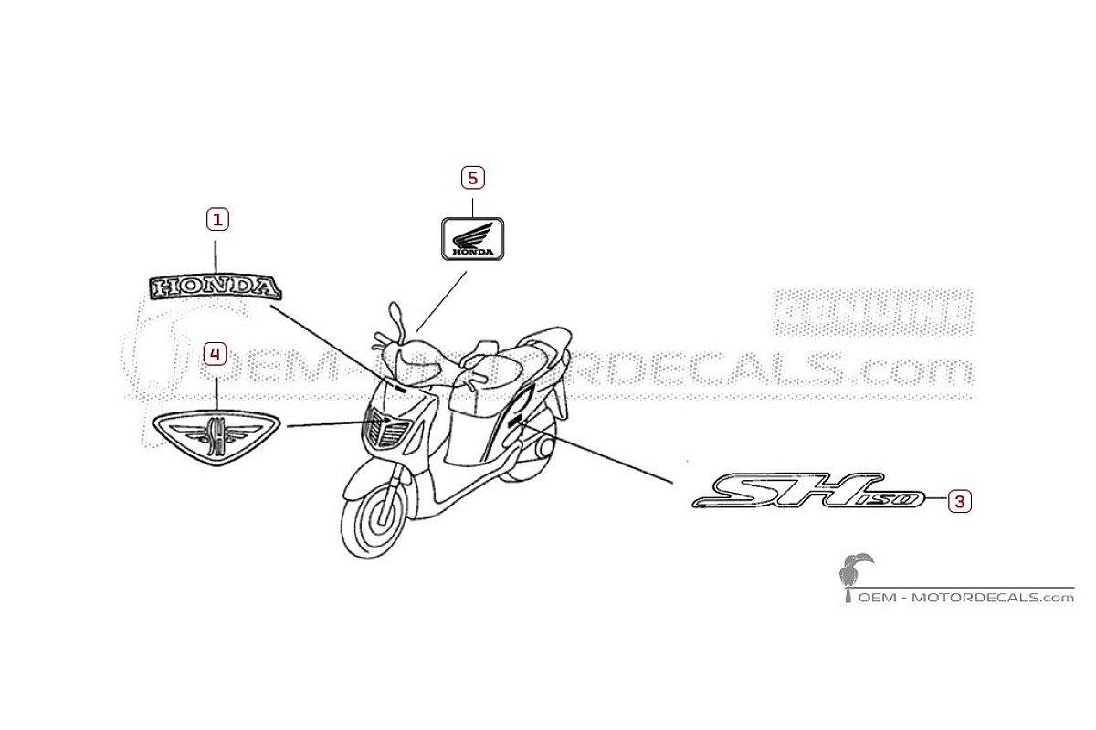 Aufkleber für Honda SH150i 2001 • Honda OEM-Aufkleber