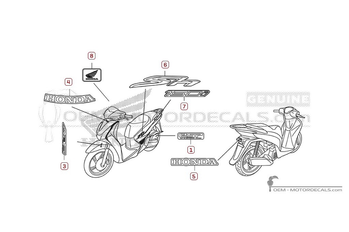 Autocollants pour Honda SH150i 2013 • Honda Autocollants OEM