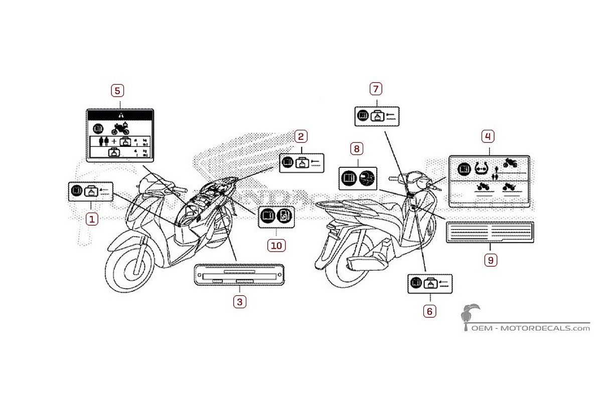 Aufkleber für Warnhinweise • Honda OEM-Aufkleber