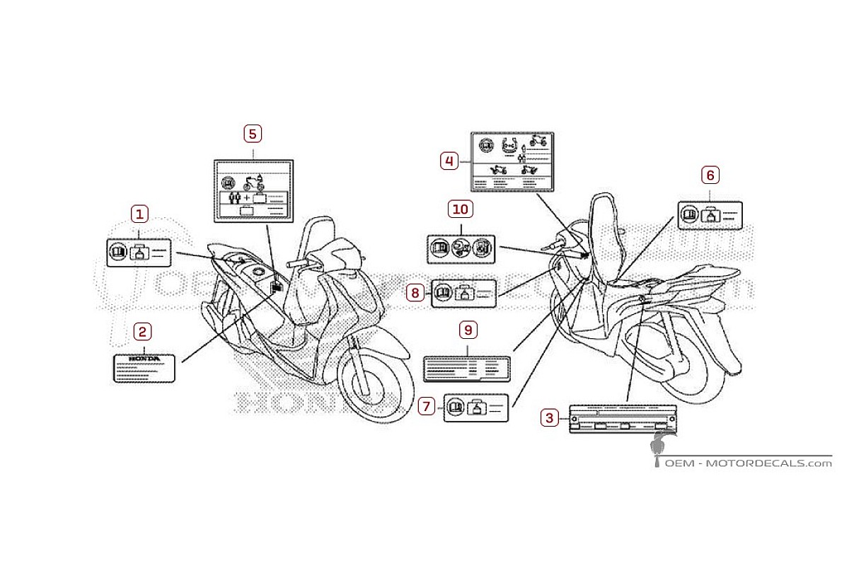 Pegatinas para Etiquetas de precaución • Honda Pegatinas OEM