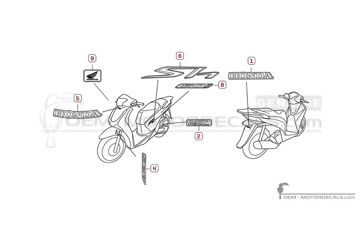 Aufkleber für Honda SH150i 2019 • Honda OEM-Aufkleber