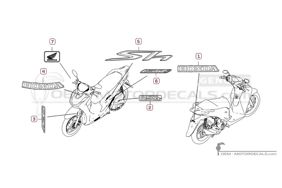 Adesivi per Honda SH150i 2020 • Honda Adesivi OEM