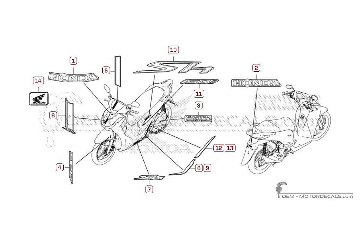 Autocollants pour Honda SH150i 2023 • Honda Autocollants OEM