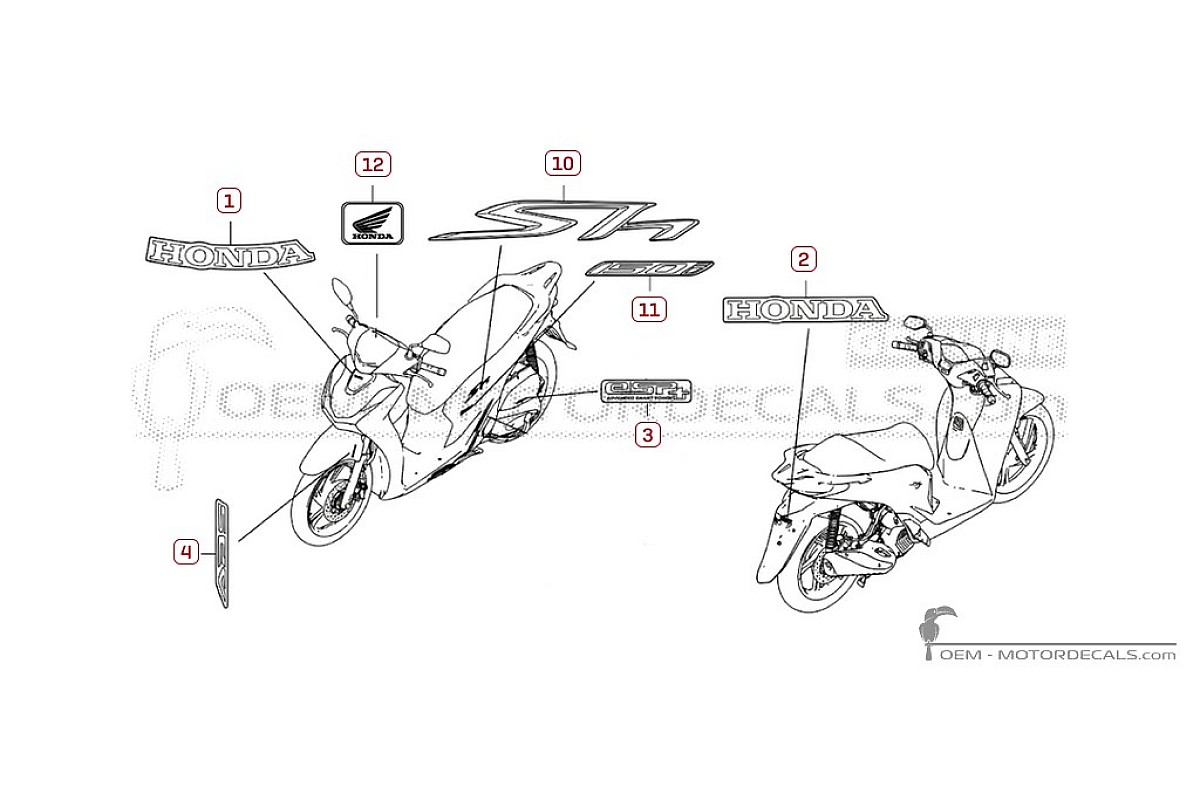 Autocollants pour Honda SH150i 2023 • Honda Autocollants OEM