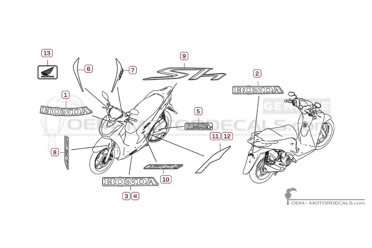 Decals for Honda SH150i 2024 • Honda OEM Decals
