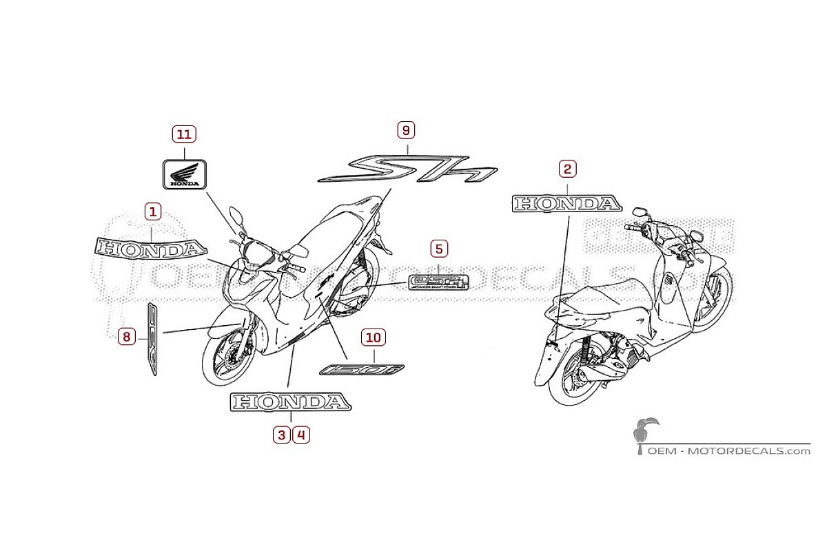 Autocollants pour Honda SH150i 2024 • Honda Autocollants OEM
