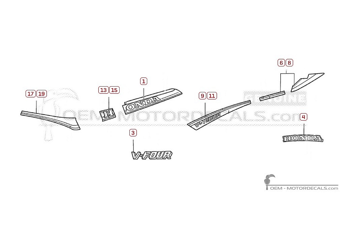 Autocollants pour Honda VF1000 F 1984 • Honda Autocollants OEM