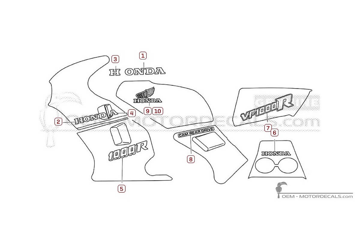 Autocollants pour Honda VF1000 R 1984 • Honda Autocollants OEM