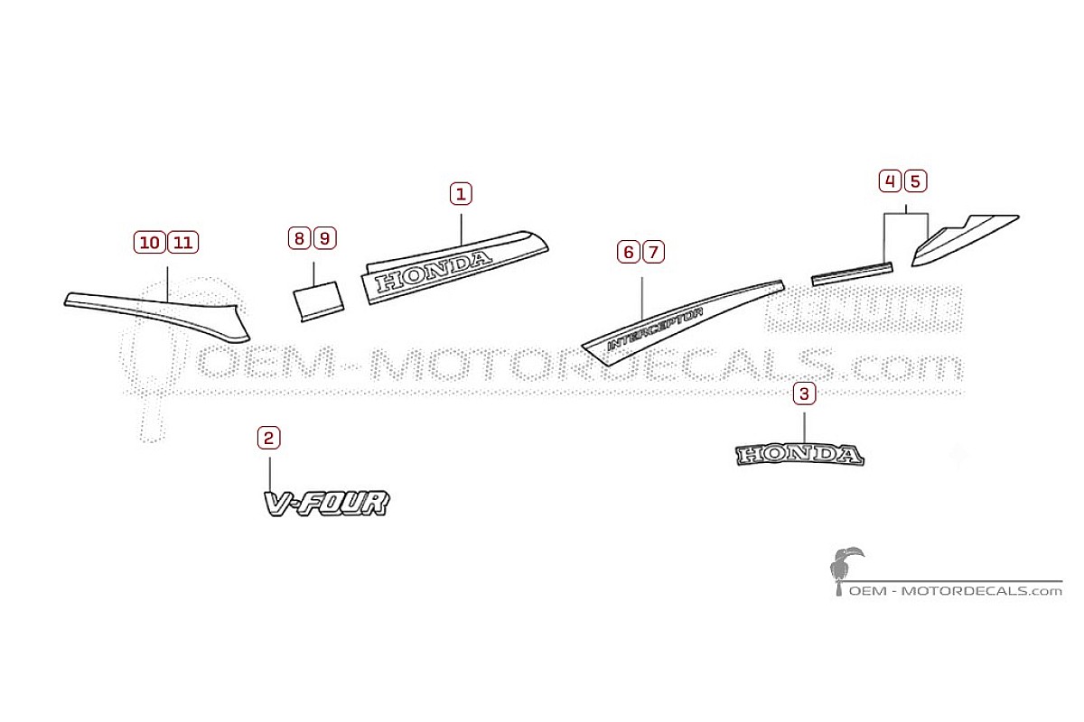Autocollants pour Honda VF1000 F Interceptor 1984 • Honda Autocollants OEM
