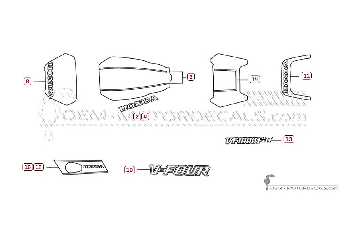 Autocollants pour Honda VF1000 FII Bol d'Or 1985 • Honda Autocollants OEM