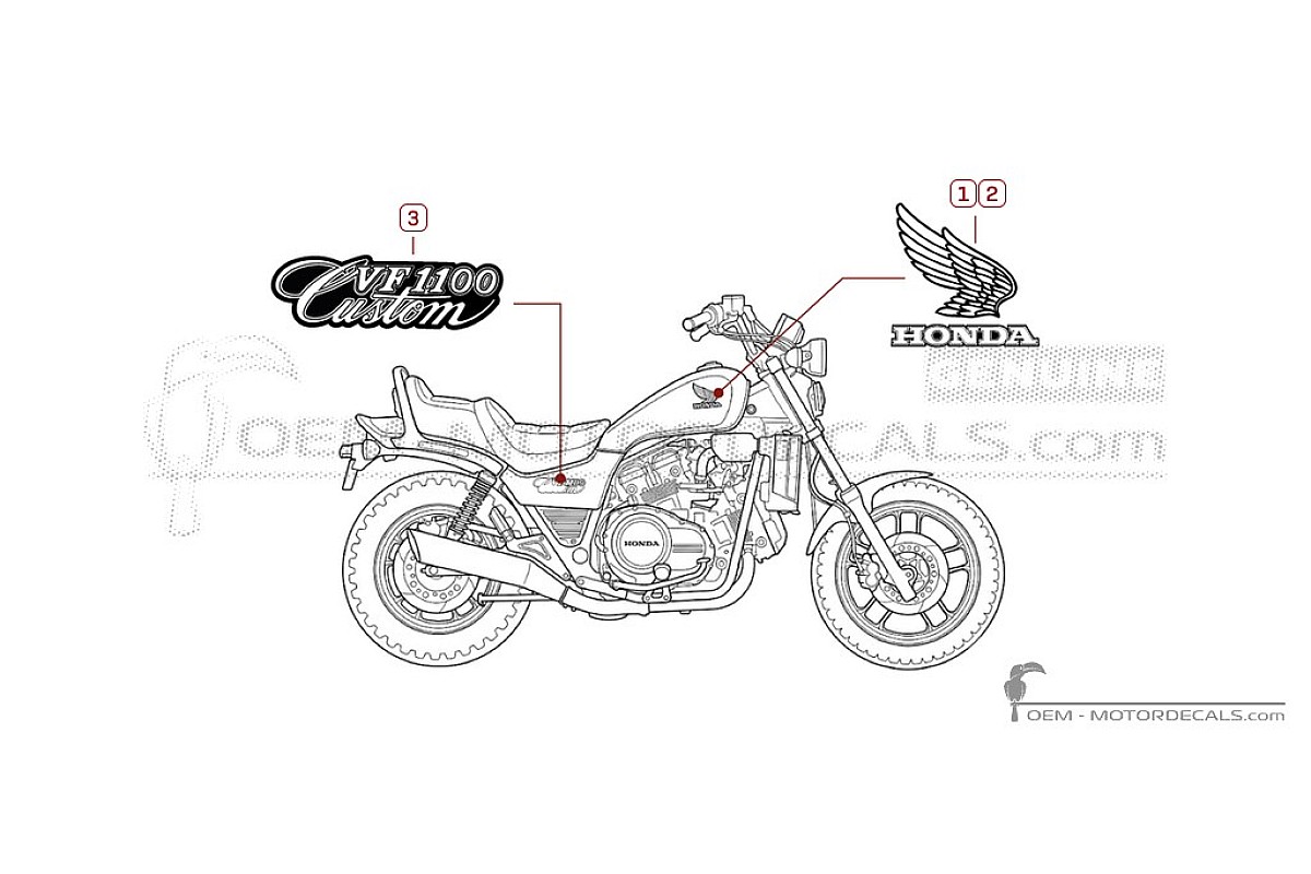Adesivi per Honda VF1100C MAGNA Custom 1983 • Honda Adesivi OEM