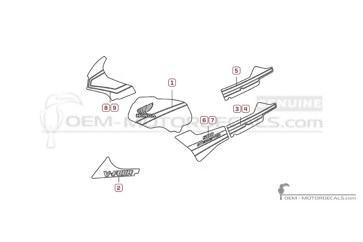 Aufkleber für Honda VF500 F Interceptor 1984 • Honda OEM-Aufkleber
