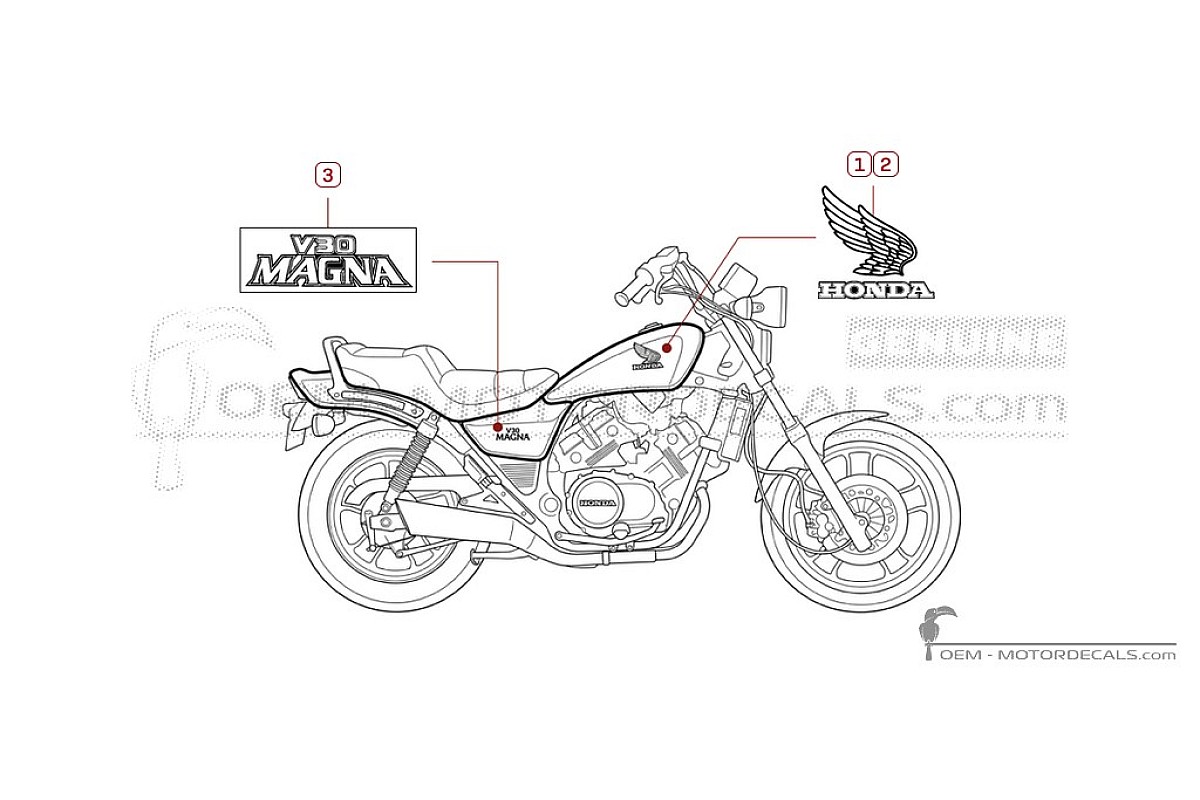 Adesivi per Honda VF500 C Magna 1984 • Honda Adesivi OEM