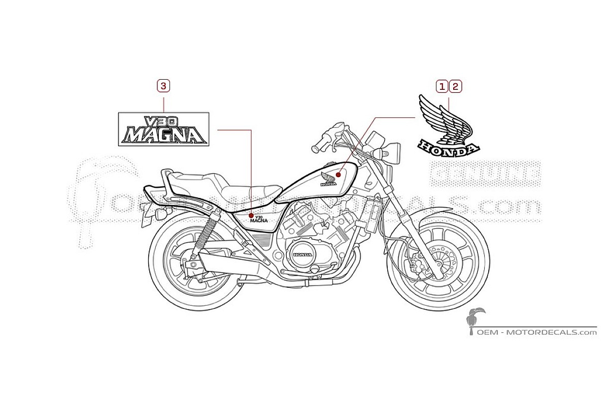 Adesivi per Honda VF500 C Magna 1985 • Honda Adesivi OEM