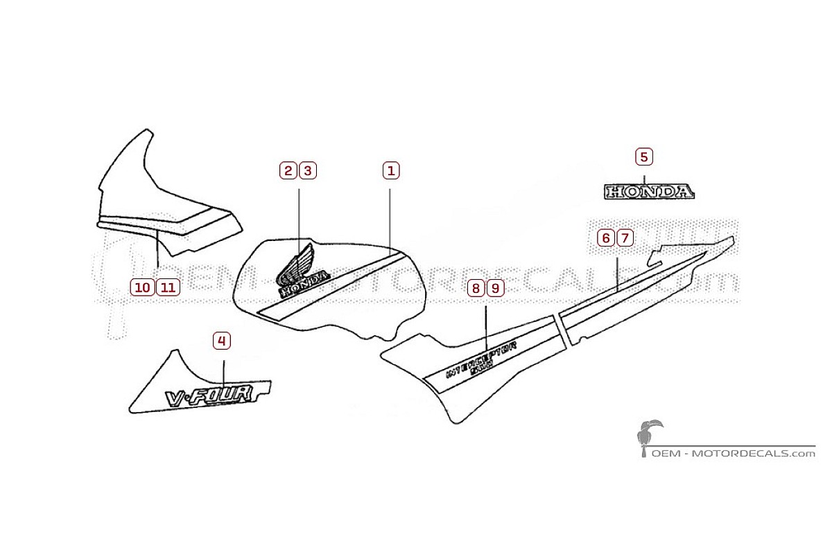 Pegatinas para Honda VF500 F Interceptor 1986 • Honda Pegatinas OEM