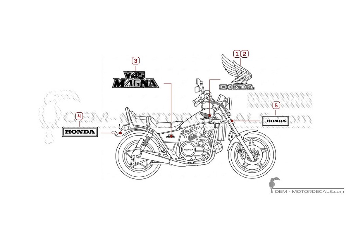 Decals for Honda VF750 C V45 Magna 1982 • Honda OEM Decals