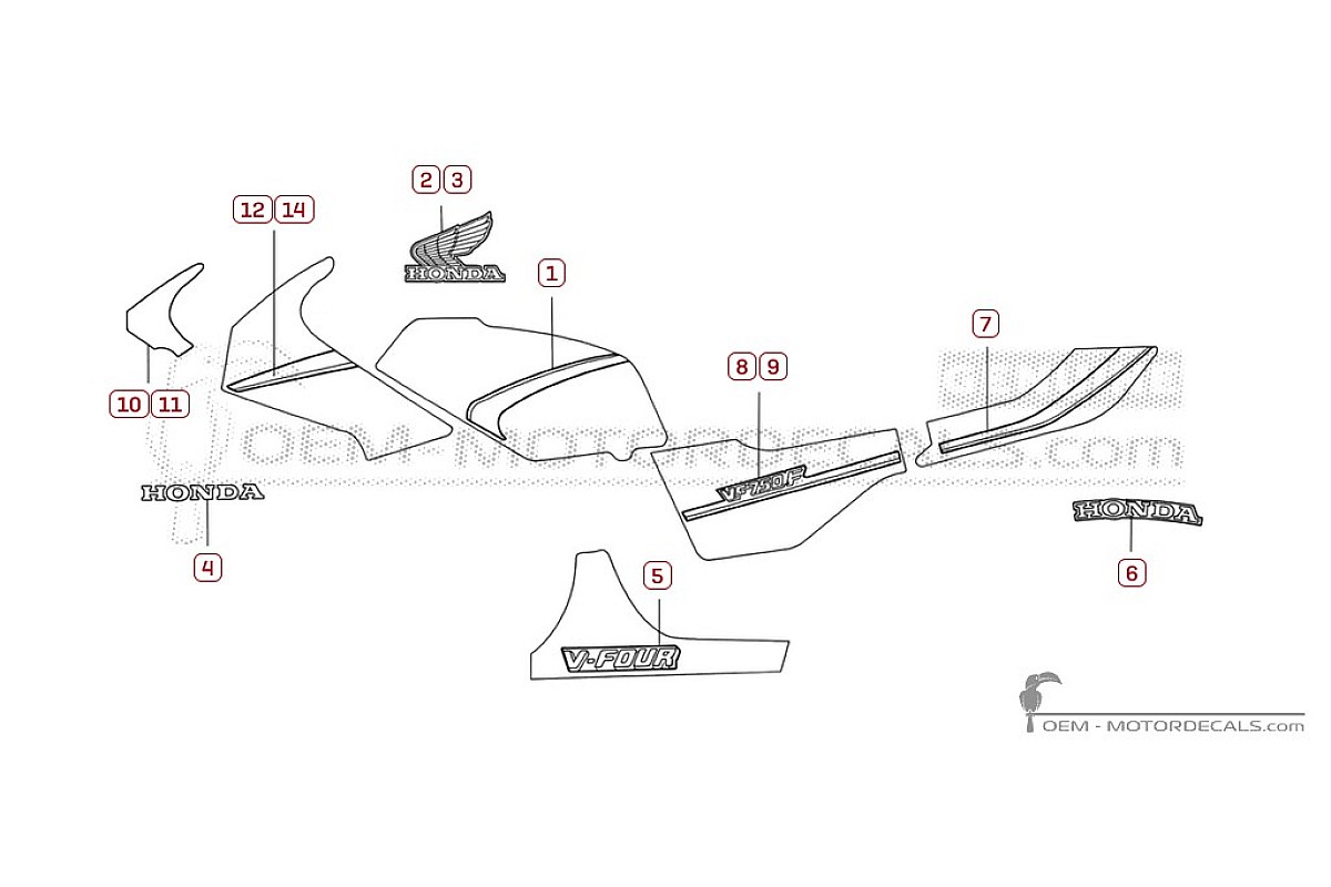 Autocollants pour Honda VF750 F 1983 • Honda Autocollants OEM