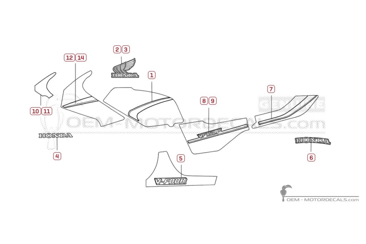 Aufkleber für Honda VF750 F 1983 • Honda OEM-Aufkleber