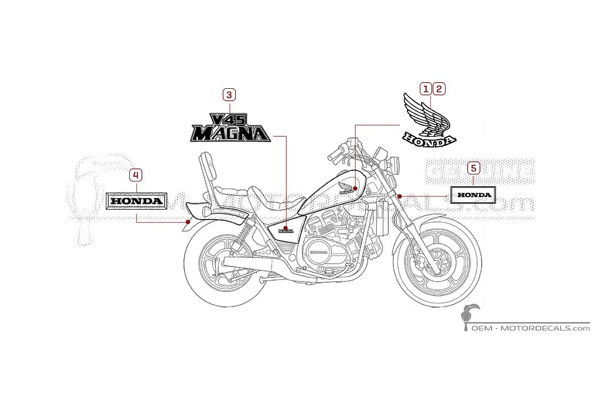 Decals for Honda VF750 C V45 Magna 1986 • Honda OEM Decals
