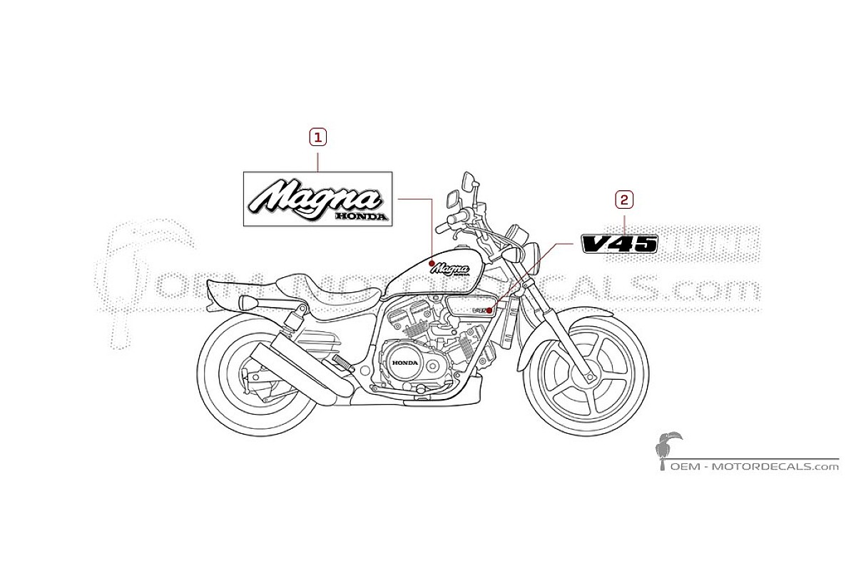 Aufkleber für Honda VF750 C V45 Magna 1988 • Honda OEM-Aufkleber