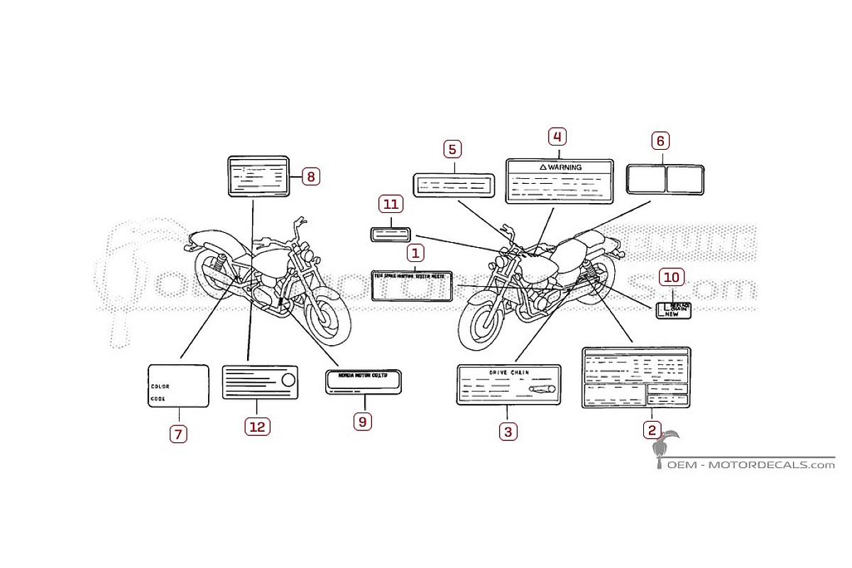 Adesivi per Etichette di avvertenza • Honda Adesivi OEM