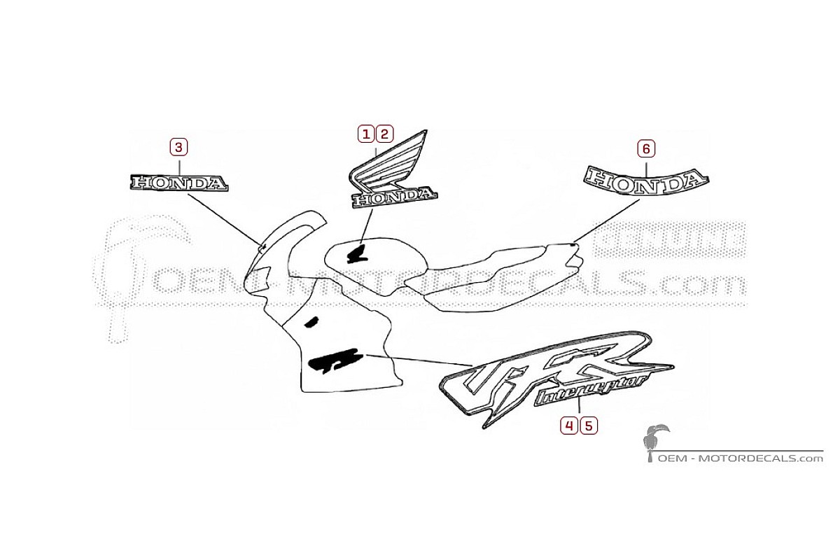 Pegatinas para Honda VFR800 INTERCEPTOR 1999 • Honda Pegatinas OEM