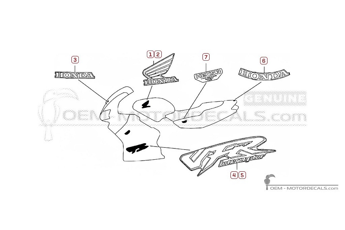 Naklejki do Honda VFR800 INTERCEPTOR 2000 • Honda Naklejki OEM