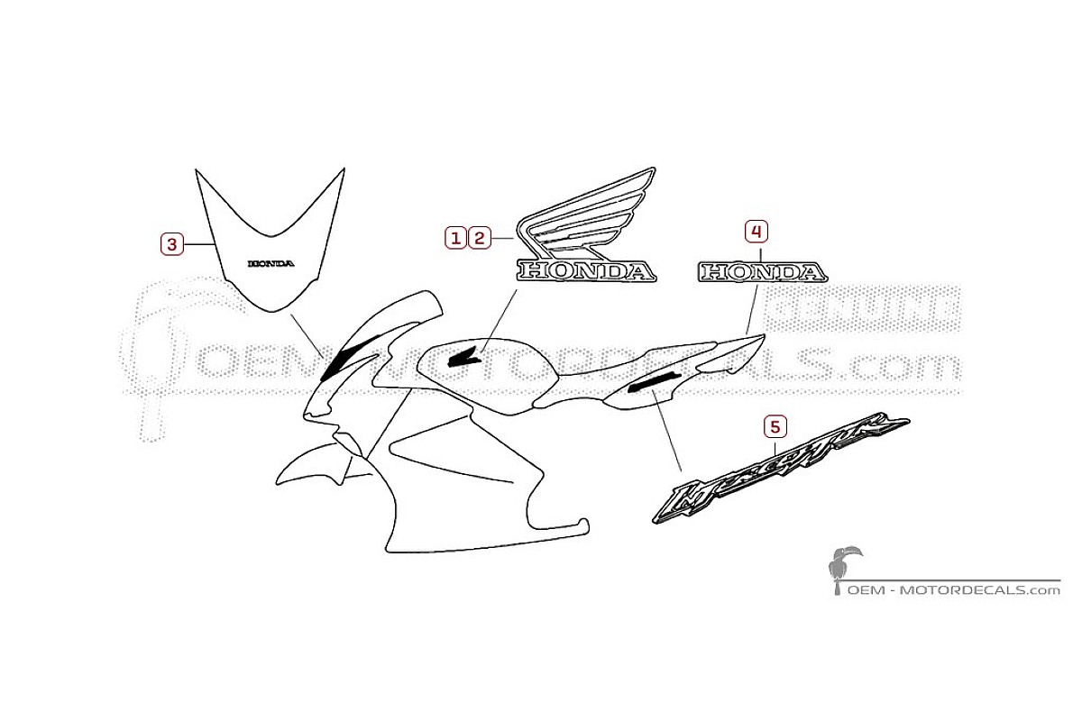 Decals for Honda VFR800 INTERCEPTOR 2007 • Honda OEM Decals