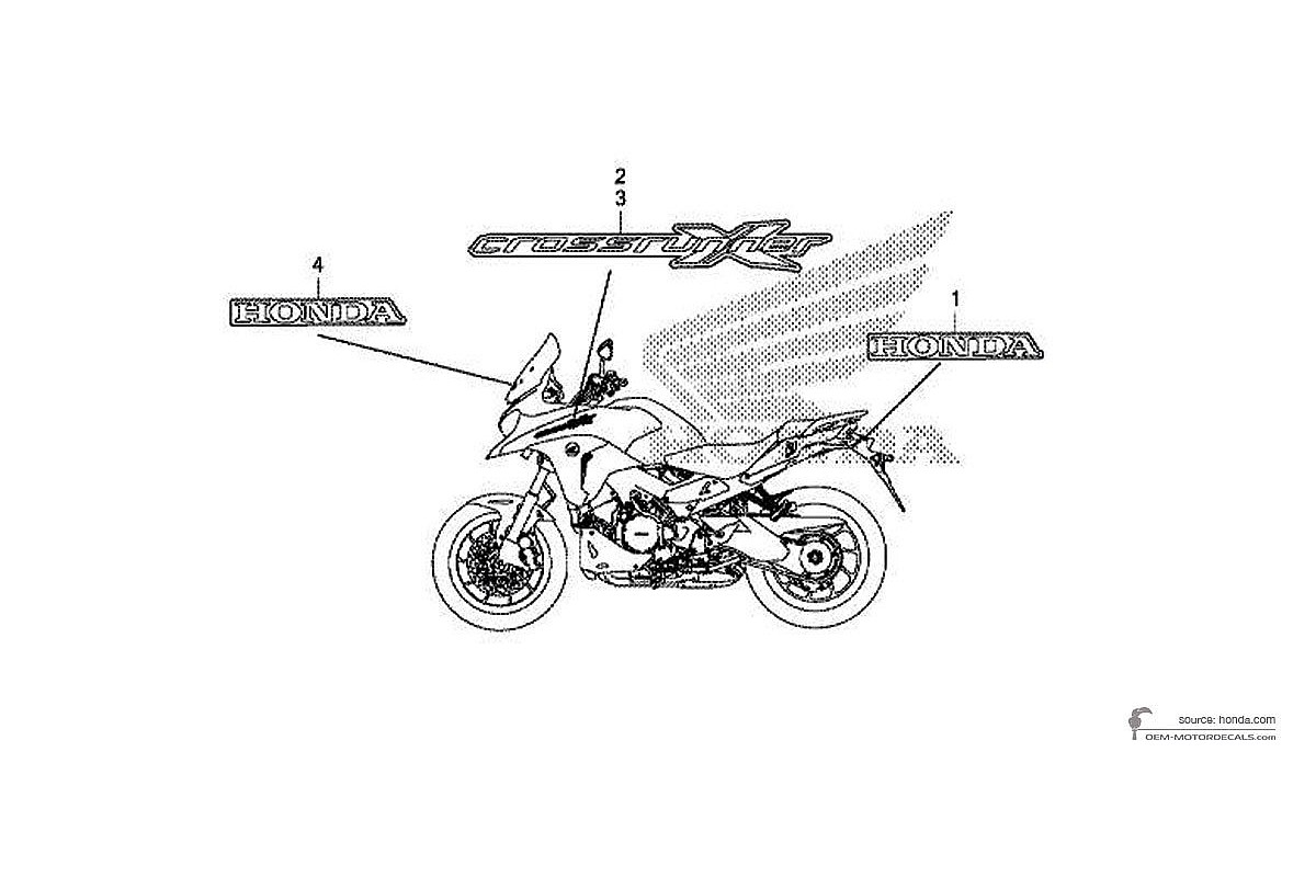Autocollants pour Honda vFR800X CROSSRUNNER 2017 - Noir • Honda Autocollants OEM