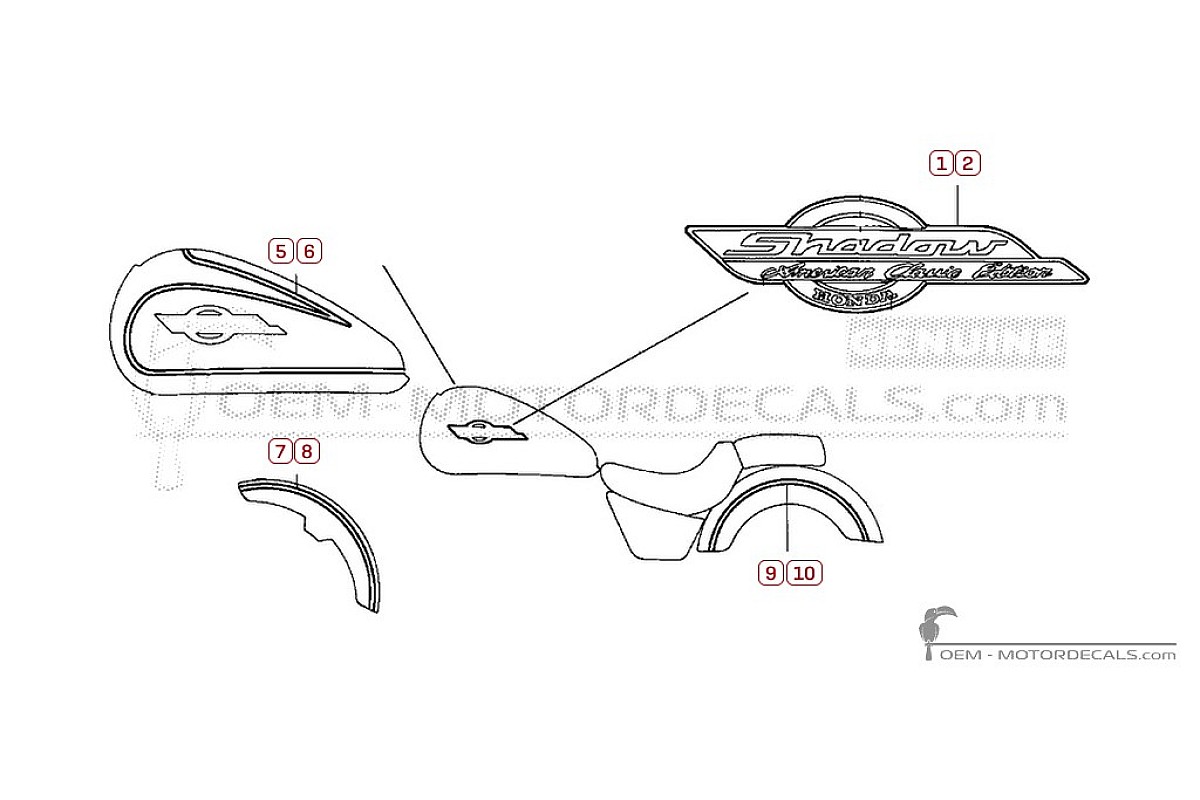 Aufkleber für Honda VT1100 SHADOW ACE 1996 • Honda OEM-Aufkleber