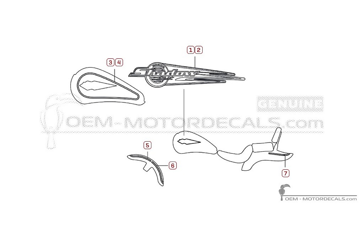 Pegatinas para Honda VT1100 SHADOW Spirit 1999 • Honda Pegatinas OEM