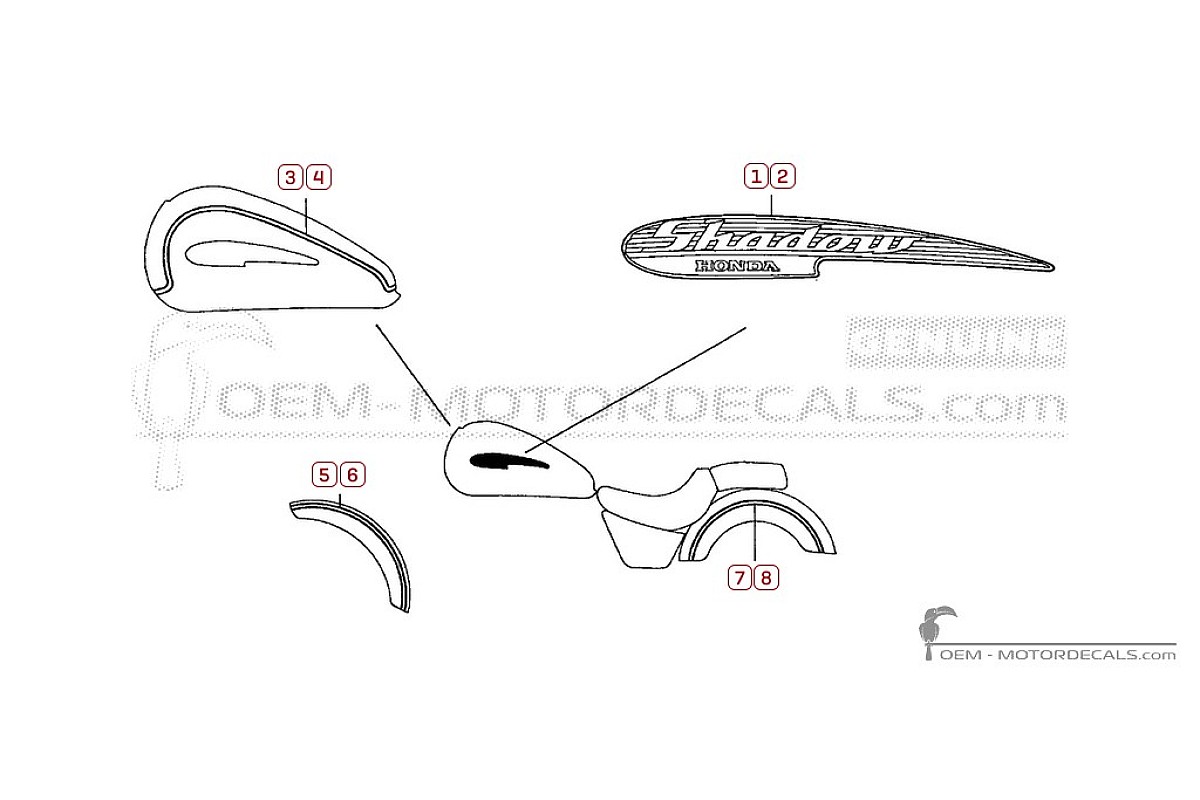 Pegatinas para Honda VT1100 SHADOW Aero 1999 • Honda Pegatinas OEM