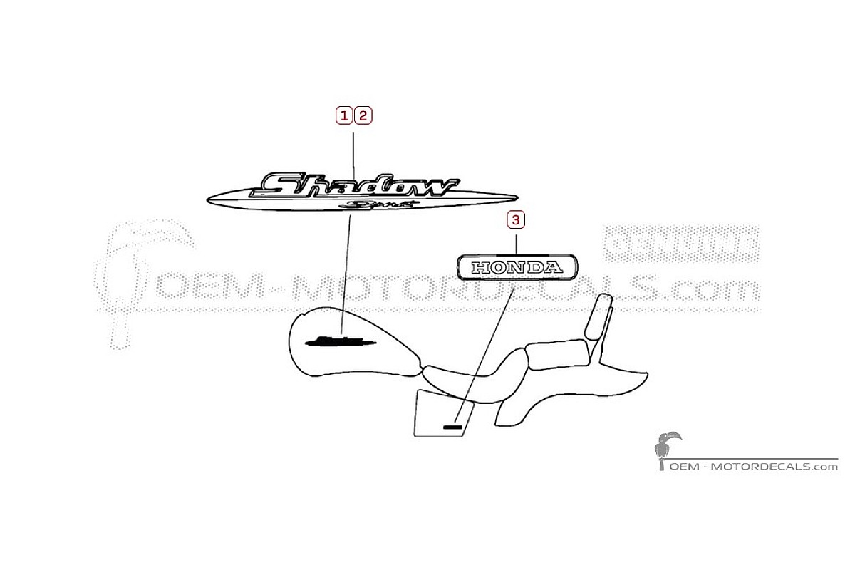 Aufkleber für Honda VT1100 SHADOW Spirit 2006 • Honda OEM-Aufkleber