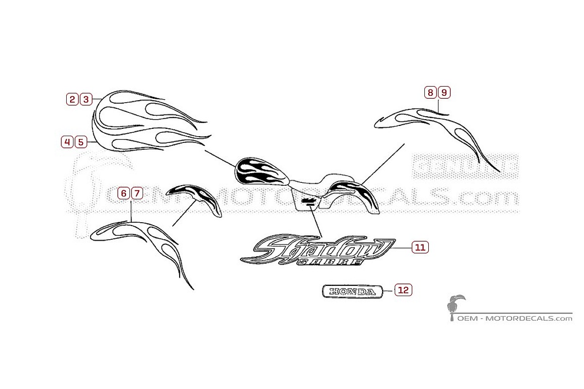 Aufkleber für Honda VT1100 SHADOW Sabre 2006 • Honda OEM-Aufkleber