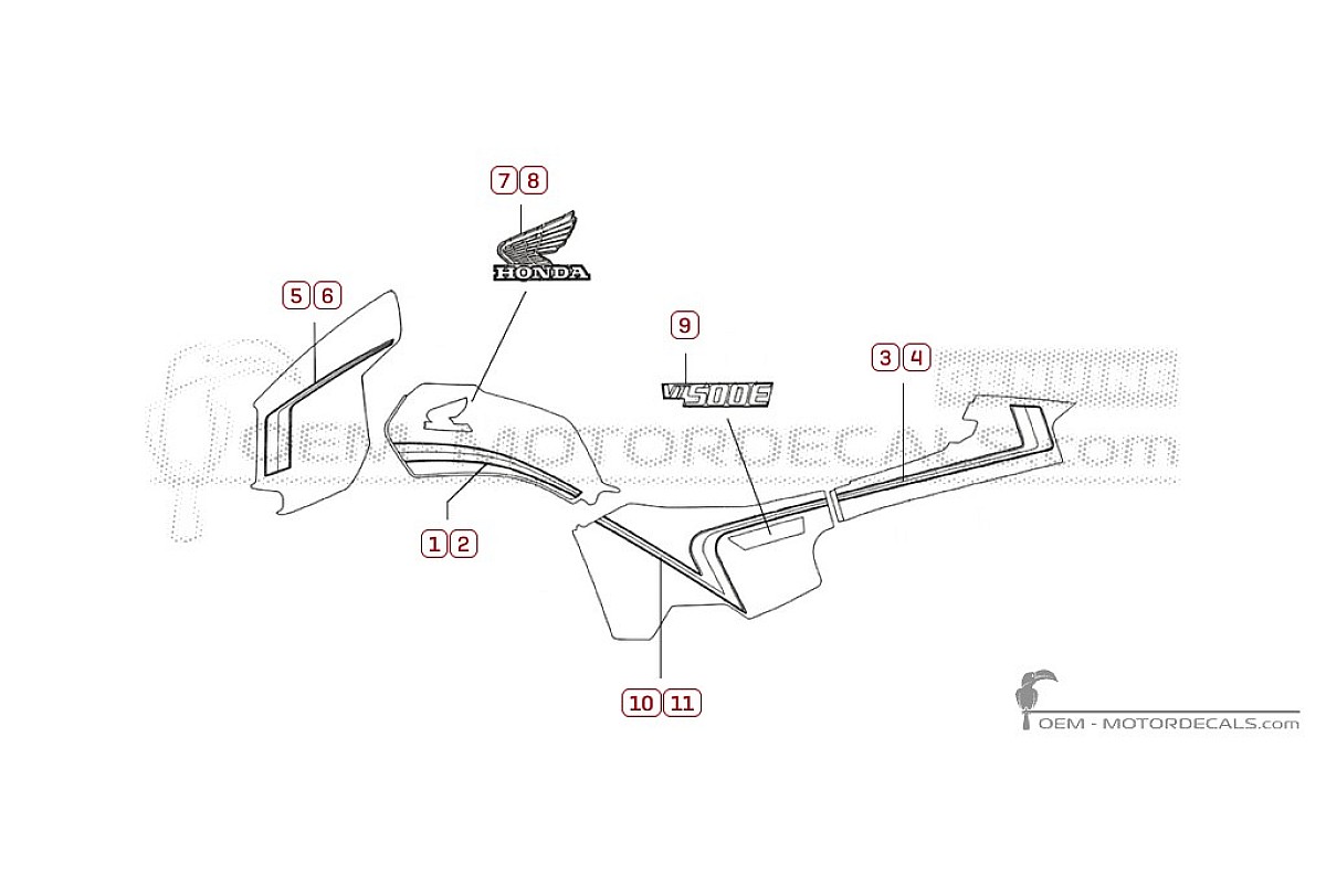 Adesivi per Honda VT500 E Euro 1983 • Honda Adesivi OEM