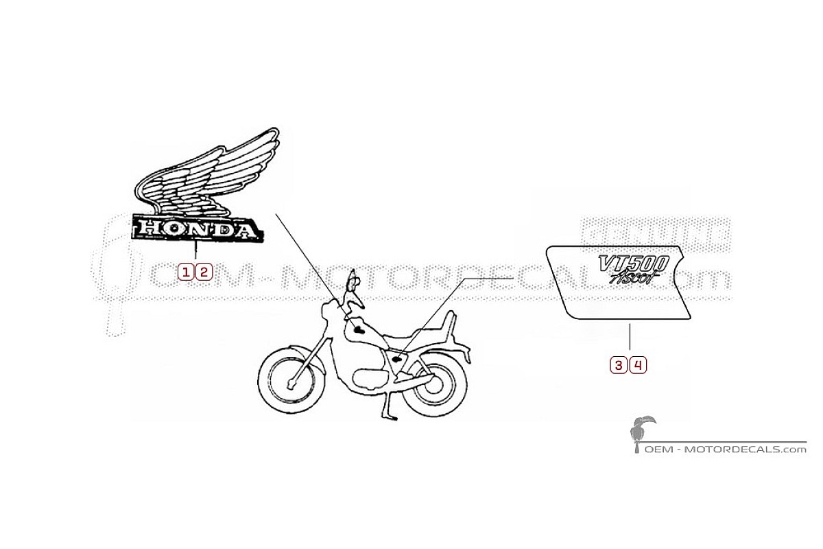 Adesivi per Honda VT500 FT Ascot 1983 • Honda Adesivi OEM