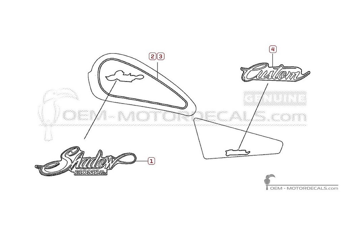 Stickers voor Honda VT600C SHADOW 1992 • Honda OEM Stickers