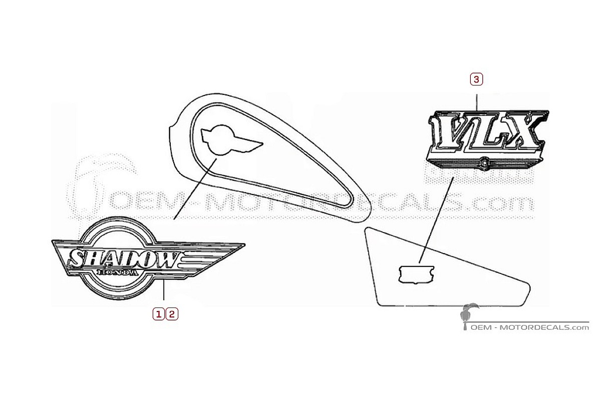 Autocollants pour Honda VT600C SHADOW VLX 1993 • Honda Autocollants OEM