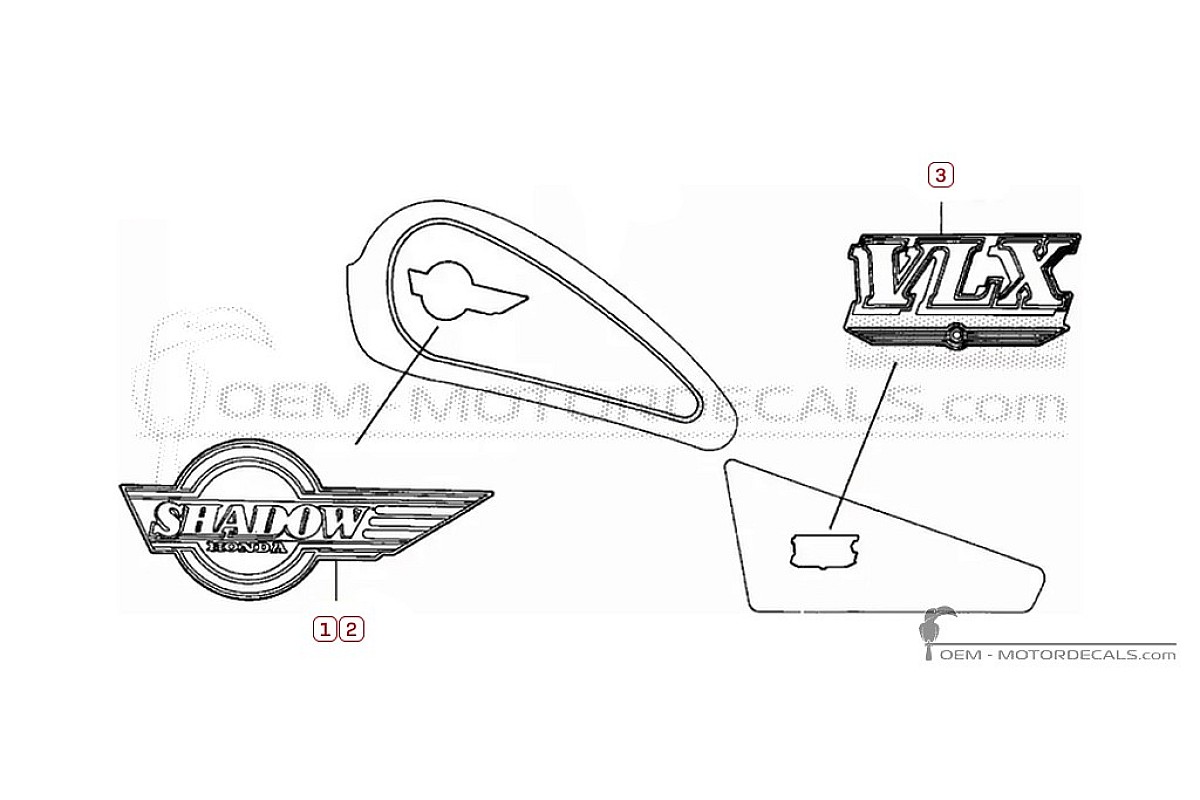 Autocollants pour Honda VT600C SHADOW VLX 1993 • Honda Autocollants OEM