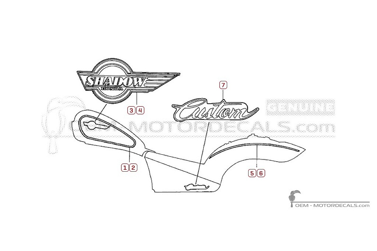 Pegatinas para Honda VT600C SHADOW 1994 • Honda Pegatinas OEM